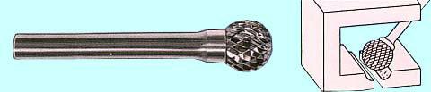 Борфреза тв.спл. сферич.d 2,5х2,5х3х30 Х-образн.насечка (D2.5 2.5Х03) "CNIC"