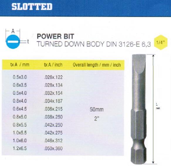 Биты шлицевые SL 4,0х0,8х 50мм S2 DIN3126 хв-к Е1/4 "CNIC"