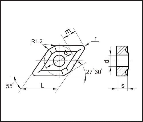 Пластина DNMM - 150608 Т15К6(Н10) ромбическая(55) dвн=5мм (13124) со стружколомом
