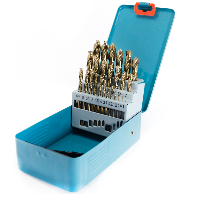 Набор сверл 1-13мм Р6М5К5 25шт (шаг 0,5мм) в металлическом футляре Beltools