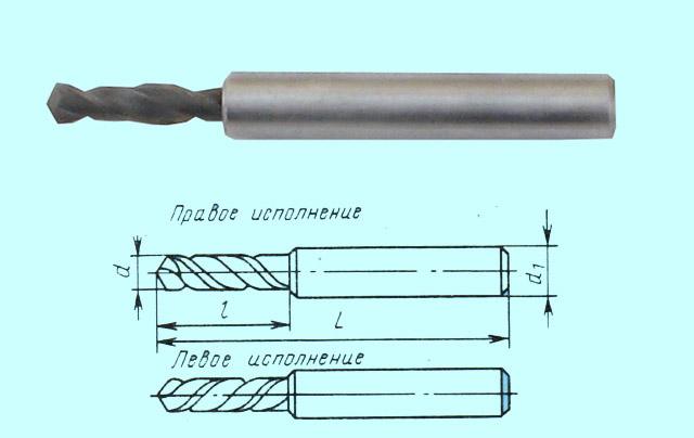 Сверло d 3,5х12х52 ц/х ВК8 цельное стальной ут. хв. dхв. 6,0 ГОСТ17273